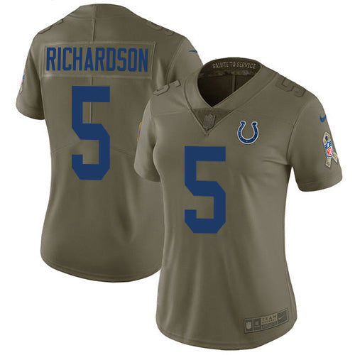 Nike Indianapolis Colts #5 Anthony Richardson Olive Women's Stitched NFL Limited 2017 Salute To Service Jersey Womens