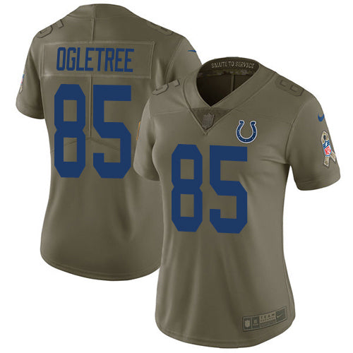 Nike Indianapolis Colts #85 Andrew Ogletree Olive Women's Stitched NFL Limited 2017 Salute To Service Jersey Womens