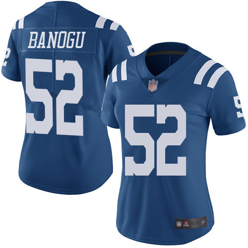 Nike Indianapolis Colts #52 Ben Banogu Royal Blue Women's Stitched NFL Limited Rush Jersey Womens