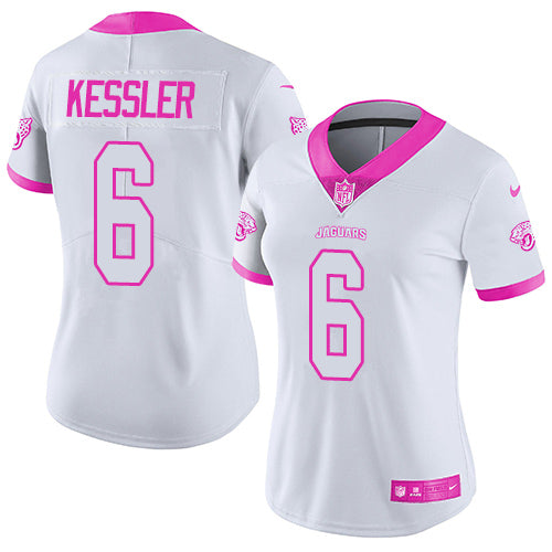Nike Jacksonville Jaguars #6 Cody Kessler White/Pink Women's Stitched NFL Limited Rush Fashion Jersey Womens