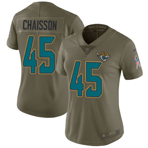 Nike Jacksonville Jaguars #45 K'Lavon Chaisson Olive Women's Stitched NFL Limited 2017 Salute To Service Jersey Womens