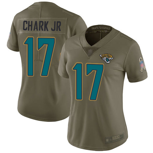 Nike Jacksonville Jaguars #17 DJ Chark Jr Olive Women's Stitched NFL Limited 2017 Salute to Service Jersey Womens