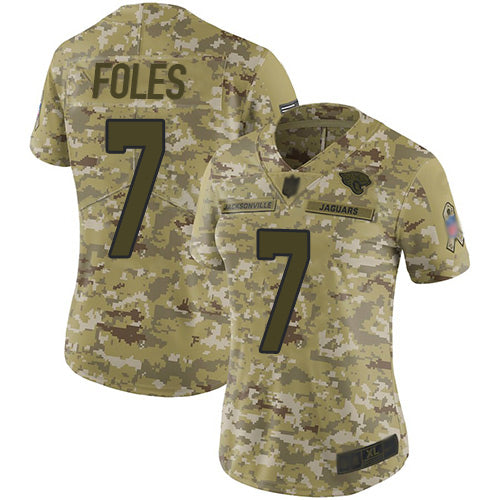 Nike Jacksonville Jaguars #7 Nick Foles Camo Women's Stitched NFL Limited 2018 Salute to Service Jersey Womens