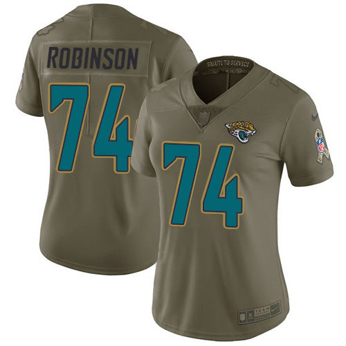 Nike Jacksonville Jaguars #74 Cam Robinson Olive Women's Stitched NFL Limited 2017 Salute To Service Jersey Womens
