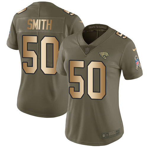 Nike Jacksonville Jaguars #50 Telvin Smith Olive/Gold Women's Stitched NFL Limited 2017 Salute to Service Jersey Womens