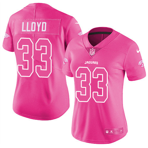 Nike Jacksonville Jaguars #33 Devin Lloyd Pink Women's Stitched NFL Limited Rush Fashion Jersey Womens