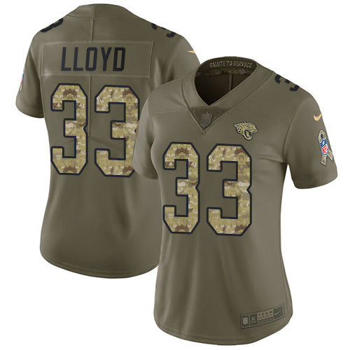 Nike Jacksonville Jaguars #33 Devin Lloyd Olive/Camo Women's Stitched NFL Limited 2017 Salute To Service Jersey Womens