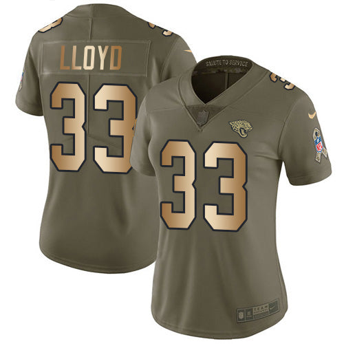 Nike Jacksonville Jaguars #33 Devin Lloyd Olive/Gold Women's Stitched NFL Limited 2017 Salute To Service Jersey Womens