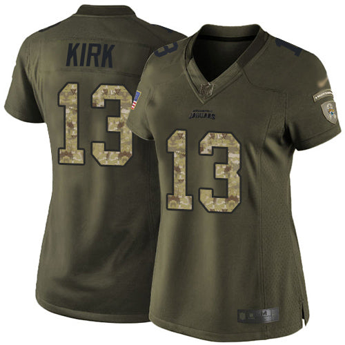 Nike Jacksonville Jaguars #13 Christian Kirk Green Women's Stitched NFL Limited 2015 Salute to Service Jersey Womens