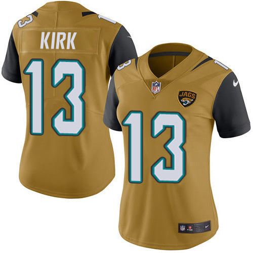Nike Jacksonville Jaguars #13 Christian Kirk Gold Women's Stitched NFL Limited Rush Jersey Womens