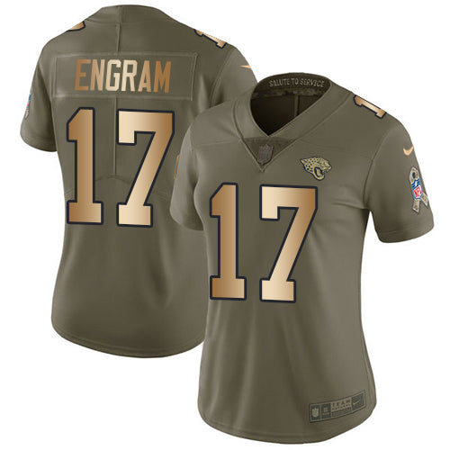 Nike Jacksonville Jaguars #17 Evan Engram Olive/Gold Women's Stitched NFL Limited 2017 Salute To Service Jersey Womens