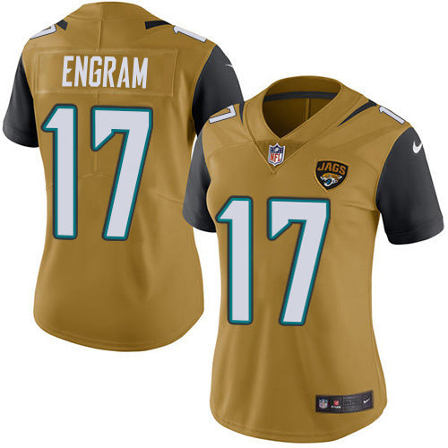 Nike Jacksonville Jaguars #17 Evan Engram Gold Women's Stitched NFL Limited Rush Jersey Womens
