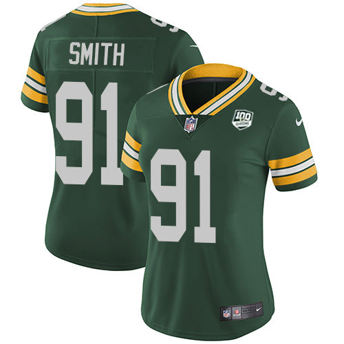 Nike Green Bay Packers #91 Preston Smith Green Team Color Women's 100th Season Stitched NFL Vapor Untouchable Limited Jersey Womens