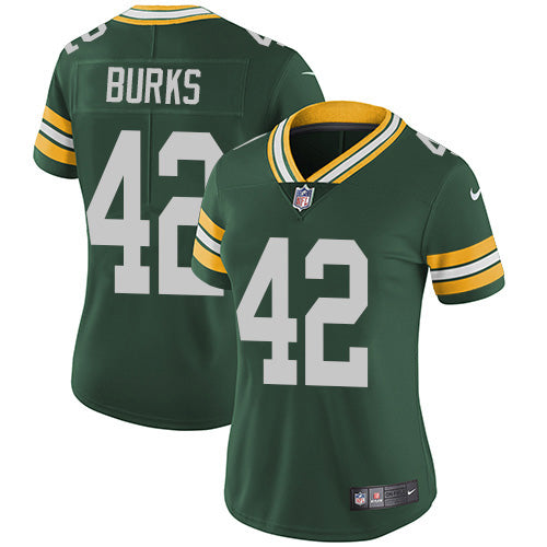 Nike Green Bay Packers #42 Oren Burks Green Team Color Women's Stitched NFL Vapor Untouchable Limited Jersey Womens