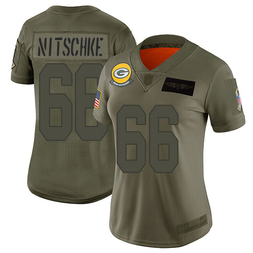 Nike Green Bay Packers #66 Ray Nitschke Camo Women's Stitched NFL Limited 2019 Salute to Service Jersey Womens