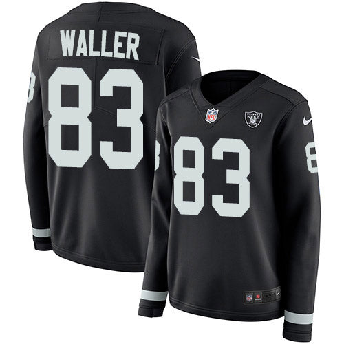 Nike Las Vegas Raiders #83 Darren Waller Navy Blue Team Color Women's Stitched NFL Limited Therma Long Sleeve Jersey Womens