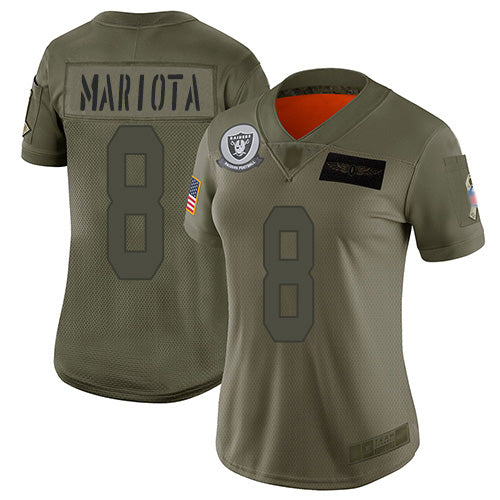 Nike Las Vegas Raiders #8 Marcus Mariota Camo Women's Stitched NFL Limited 2019 Salute To Service Jersey Womens