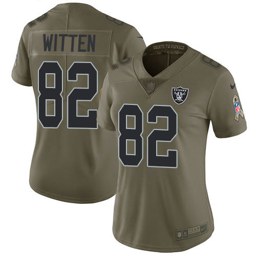 Nike Las Vegas Raiders #82 Jason Witten Olive Women's Stitched NFL Limited 2017 Salute To Service Jersey Womens