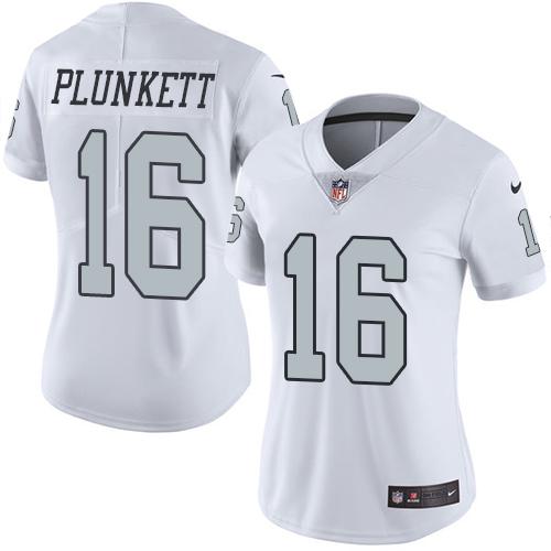 Nike Las Vegas Raiders #16 Jim Plunkett White Women's Stitched NFL Limited Rush Jersey Womens