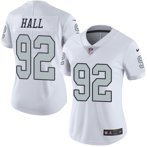 Nike Las Vegas Raiders #92 P.J. Hall White Women's Stitched NFL Limited Rush Jersey Womens