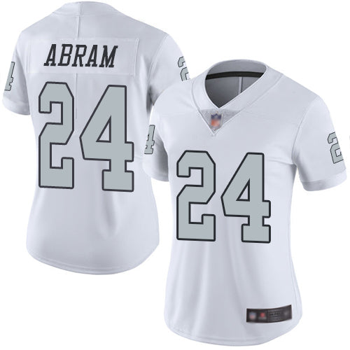 Nike Las Vegas Raiders #24 Johnathan Abram White Women's Stitched NFL Limited Rush Jersey Womens