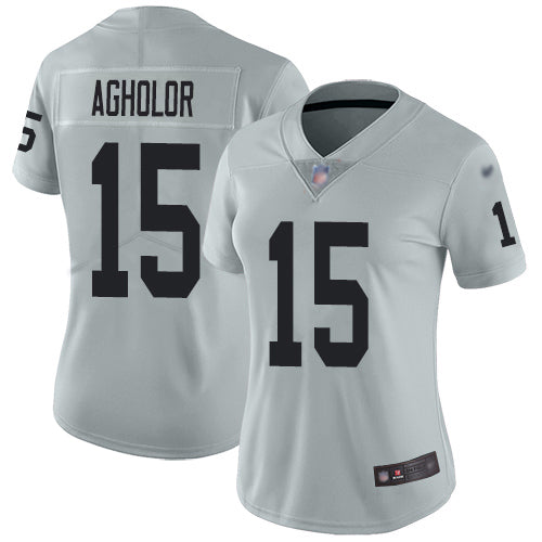 Nike Las Vegas Raiders #15 Nelson Agholor Silver Women's Stitched NFL Limited Inverted Legend Jersey Womens