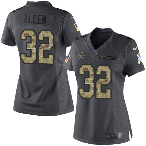 Nike Las Vegas Raiders #32 Marcus Allen Black Women's Stitched NFL Limited 2016 Salute to Service Jersey Womens