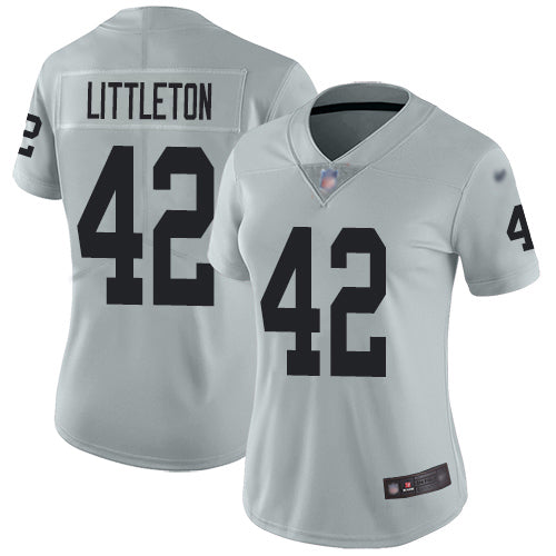 Nike Las Vegas Raiders #42 Cory Littleton Silver Women's Stitched NFL Limited Inverted Legend Jersey Womens