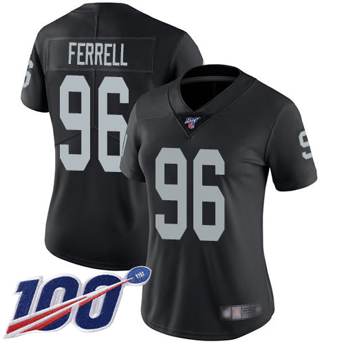 Nike Las Vegas Raiders #96 Clelin Ferrell Black Team Color Women's Stitched NFL 100th Season Vapor Limited Jersey Womens
