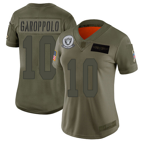 Nike Las Vegas Raiders #10 Jimmy Garoppolo Camo Women's Stitched NFL Limited 2019 Salute to Service Jersey Womens