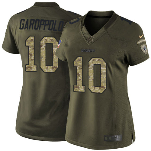 Nike Las Vegas Raiders #10 Jimmy Garoppolo Green Women's Stitched NFL Limited 2015 Salute to Service Jersey Womens