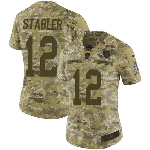 Nike Las Vegas Raiders #12 Kenny Stabler Camo Women's Stitched NFL Limited 2018 Salute to Service Jersey Womens