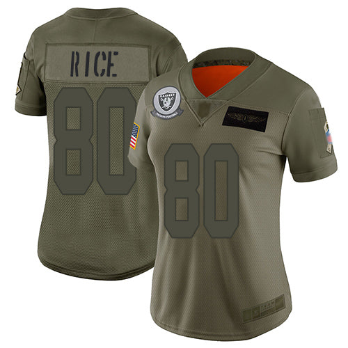 Nike Las Vegas Raiders #80 Jerry Rice Camo Women's Stitched NFL Limited 2019 Salute to Service Jersey Womens
