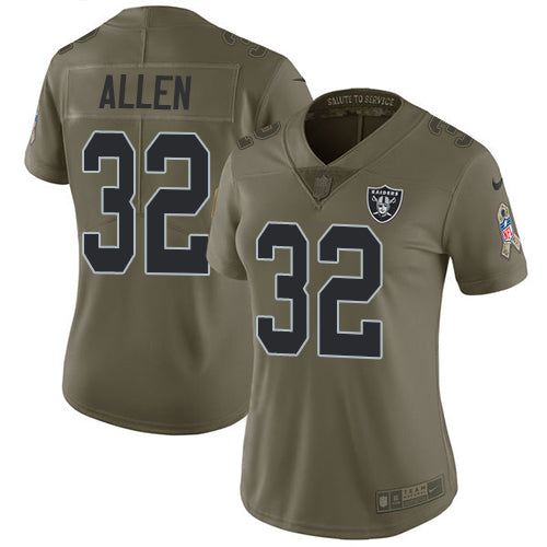 Nike Las Vegas Raiders #32 Marcus Allen Olive Women's Stitched NFL Limited 2017 Salute to Service Jersey Womens
