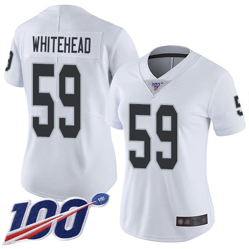 Nike Las Vegas Raiders #59 Tahir Whitehead White Women's Stitched NFL 100th Season Vapor Limited Jersey Womens
