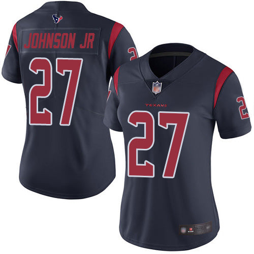 Nike Houston Texans #27 Duke Johnson Jr Navy Blue Women's Stitched NFL Limited Rush Jersey Womens