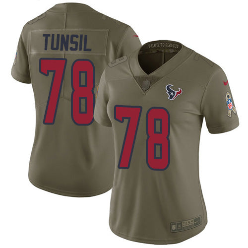 Nike Houston Texans #78 Laremy Tunsil Olive Women's Stitched NFL Limited 2017 Salute To Service Jersey Womens