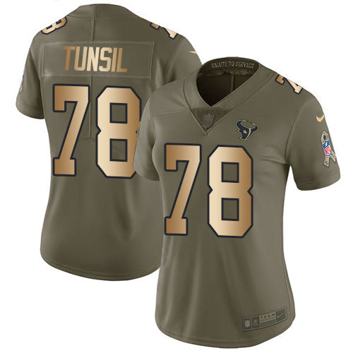 Nike Houston Texans #78 Laremy Tunsil Olive/Gold Women's Stitched NFL Limited 2017 Salute To Service Jersey Womens