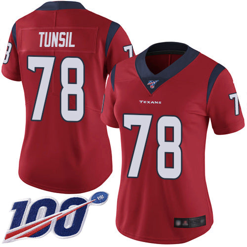 Nike Houston Texans #78 Laremy Tunsil Red Alternate Women's Stitched NFL 100th Season Vapor Untouchable Limited Jersey Womens