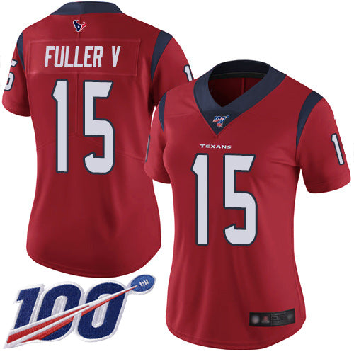 Nike Houston Texans #15 Will Fuller V Red Alternate Women's Stitched NFL 100th Season Vapor Limited Jersey Womens