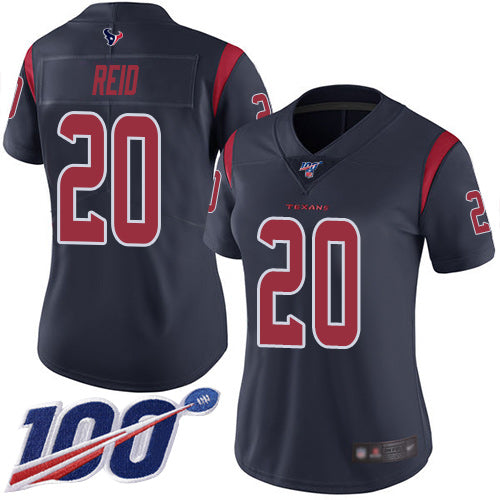 Nike Houston Texans #20 Justin Reid Navy Blue Women's Stitched NFL Limited Rush 100th Season Jersey Womens