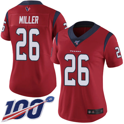 Nike Houston Texans #26 Lamar Miller Red Alternate Women's Stitched NFL 100th Season Vapor Limited Jersey Womens