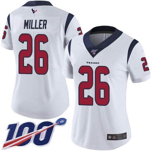 Nike Houston Texans #26 Lamar Miller White Women's Stitched NFL 100th Season Vapor Limited Jersey Womens