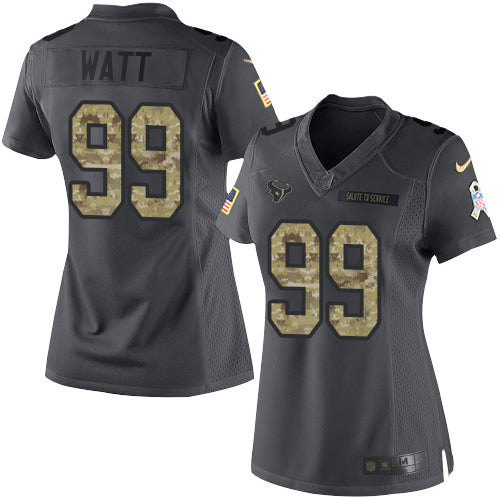 Nike Houston Texans #99 J.J. Watt Black Women's Stitched NFL Limited 2016 Salute to Service Jersey Womens