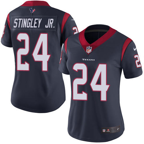 Nike Houston Texans #24 Derek Stingley Jr. Navy Blue Team Color Women's Stitched NFL Vapor Untouchable Limited Jersey Womens