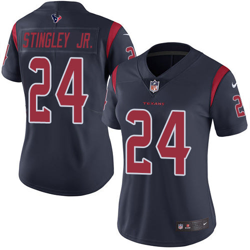 Nike Houston Texans #24 Derek Stingley Jr. Navy Blue Women's Stitched NFL Limited Rush Jersey Womens