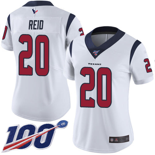 Nike Houston Texans #20 Justin Reid White Women's Stitched NFL 100th Season Vapor Limited Jersey Womens
