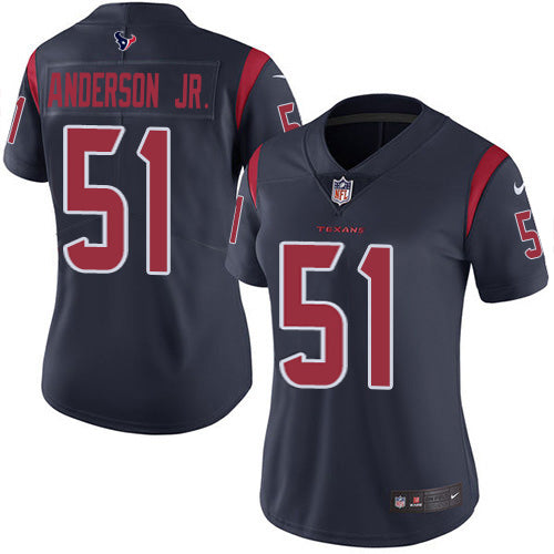 Nike Houston Texans #51 Will Anderson Jr. Navy Blue Women's Stitched NFL Limited Rush Jersey Womens
