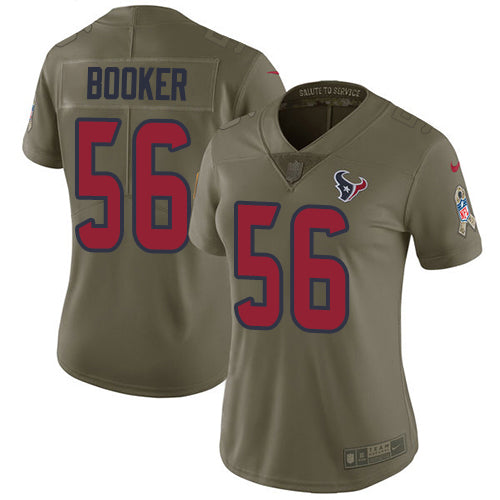 Nike Houston Texans #56 Thomas Booker Olive Women's Stitched NFL Limited 2017 Salute To Service Jersey Womens