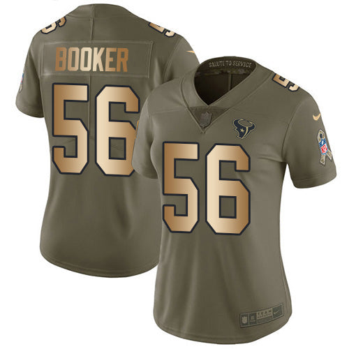 Nike Houston Texans #56 Thomas Booker Olive/Gold Women's Stitched NFL Limited 2017 Salute To Service Jersey Womens